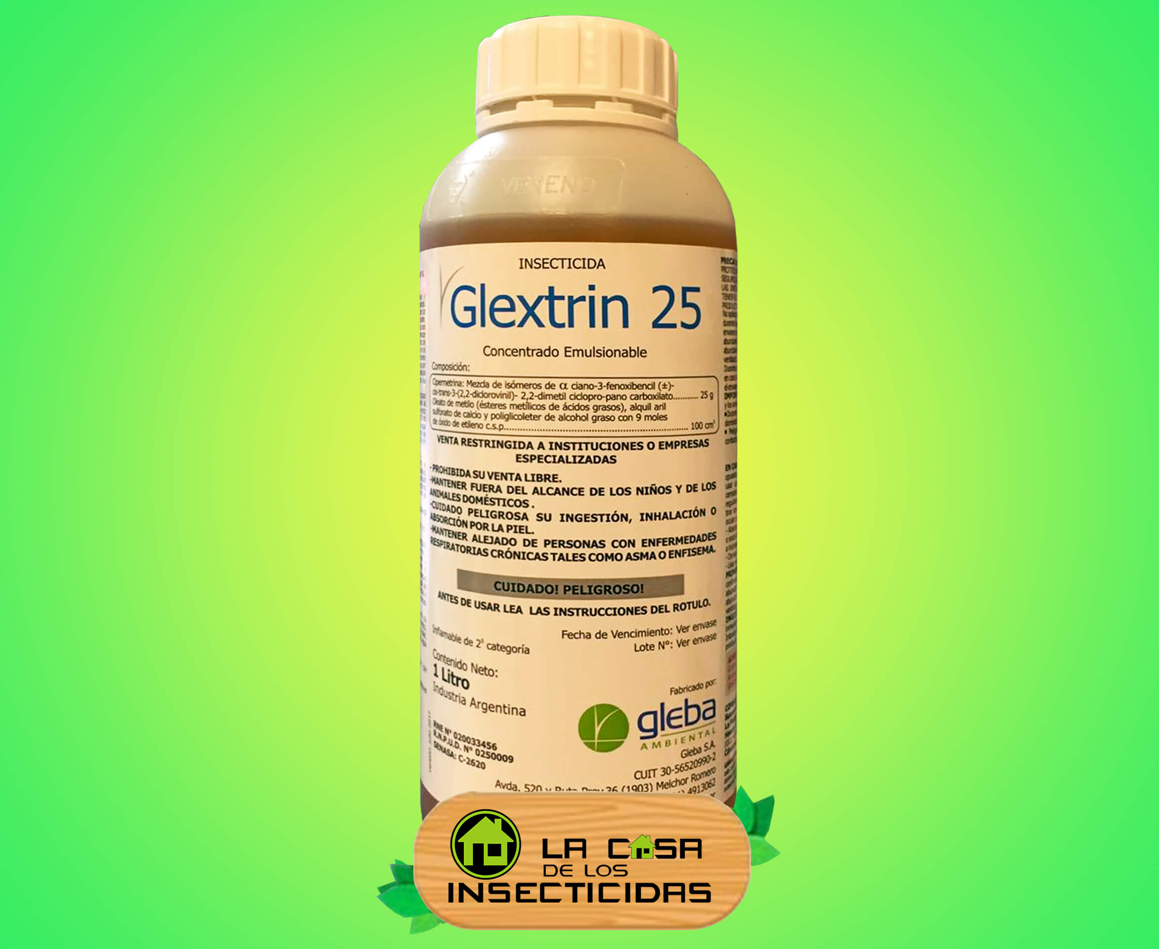 Glextrin 25 insecticida fumigación control de plagas x 1lt.