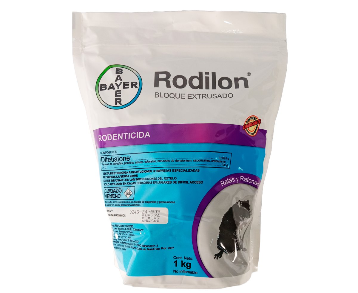 Rodilon Bloque Extrusado Rodenticida control de plagas.